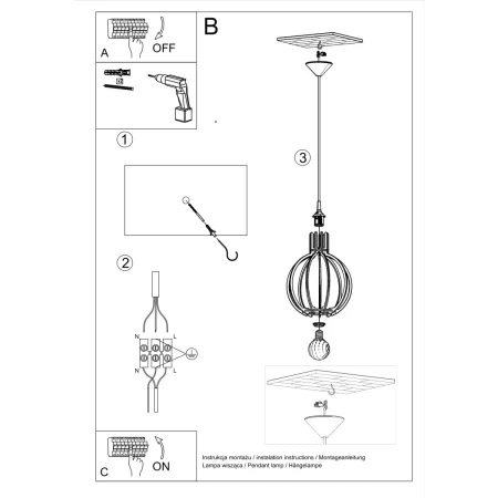 Lampa wisząca ARANCIA naturalne drewno SL.0391 - Sollux