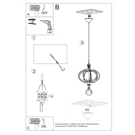 Lampa wisząca MANDELINO naturalne drewno SL.0392 - Sollux