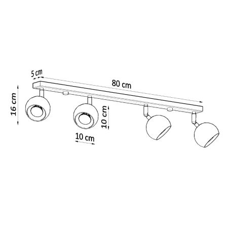 Plafon OCULARE 4L czarny SL.0447 - Sollux