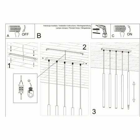 Lampa wisząca PASTELO 5 biała SL.0468 - Sollux