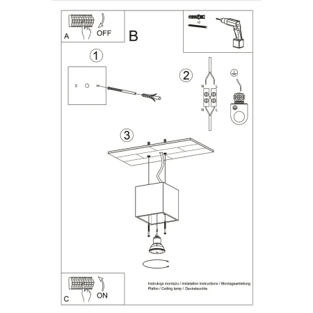 Plafon QUAD 1 antracyt SL.0567 - Sollux