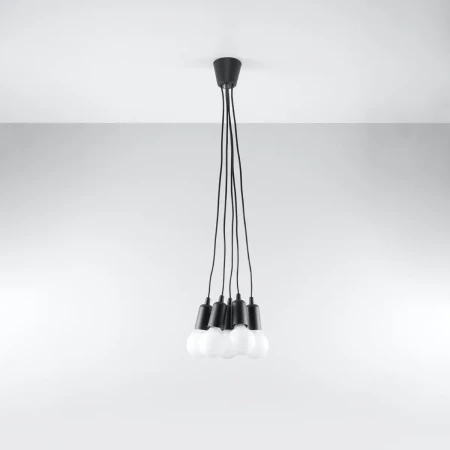 Lampa wisząca DIEGO 5 czarna SL.0574 - Sollux