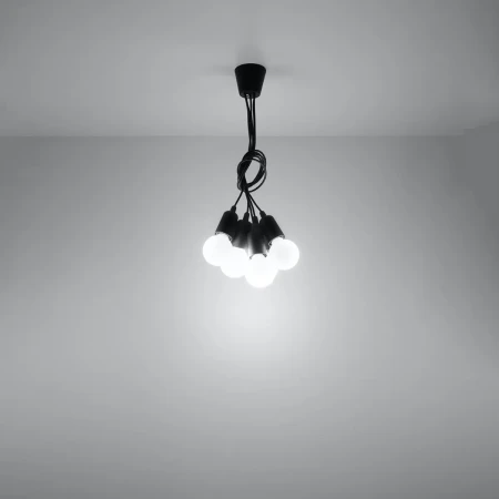 Lampa wisząca DIEGO 5 czarna SL.0574 - Sollux