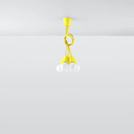 Lampa wisząca DIEGO 5 żółta SL.0580 - Sollux