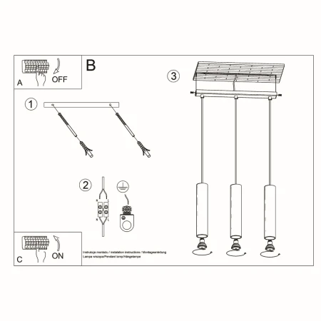 Lampa wisząca LINO 3L SL.0638 - Sollux