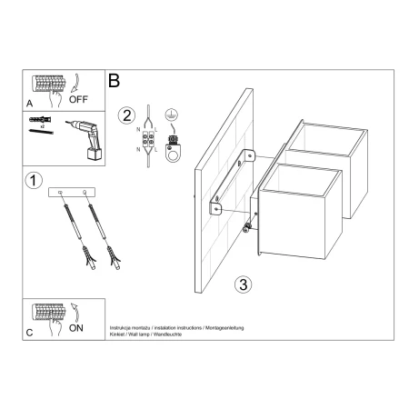 Kinkiet QUAD 2 szary SL.0658 - Sollux