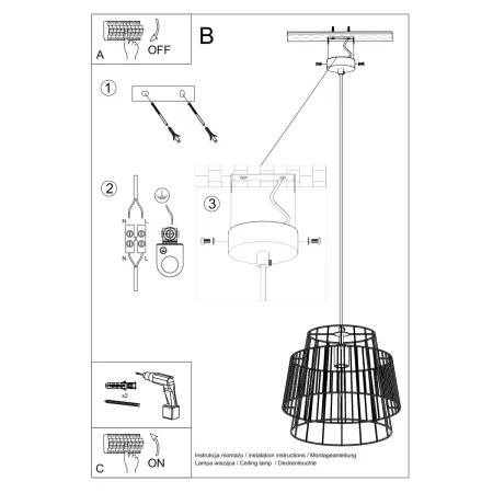 Lampa wisząca GATE czarny SL.0663 - Sollux