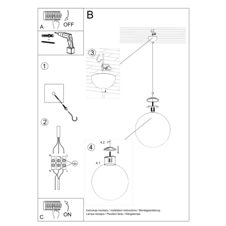 Lampa wisząca UGO 40 złota SL.0717 - Sollux