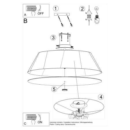 Plafon VEGA 70 czarny SL.0822 - Sollux