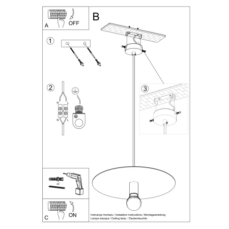 Lampa wisząca FLAVIO czarna SL.0853 - Sollux