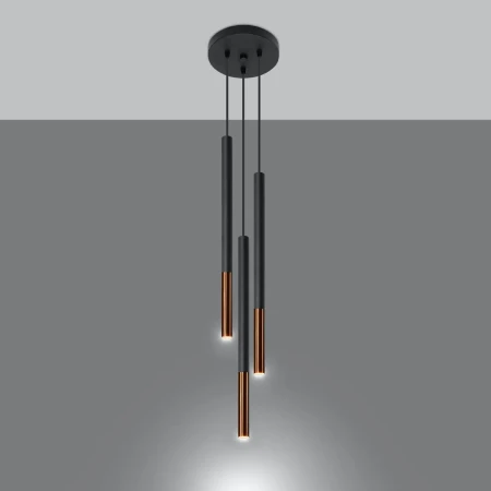 Lampa wisząca MOZAICA 3P czarny/miedź SL.0890 - Sollux