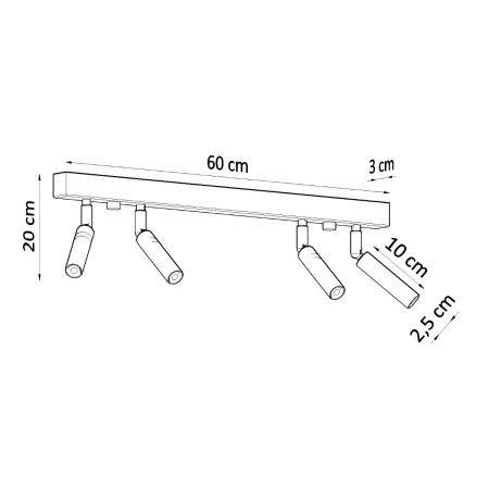 Plafon EYETECH 4 czarny SL.0900 - Sollux