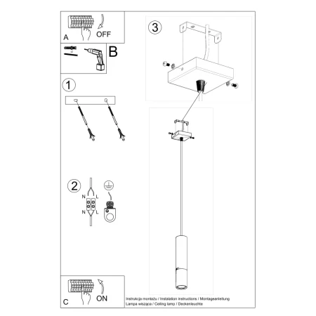 Lampa wisząca LOOPEZ 1 czarny/chrom SL.0940 - Sollux