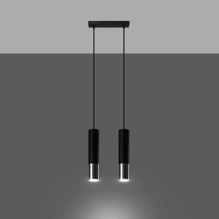 Lampa wisząca LOOPEZ 2 czarny/chrom SL.0941 - Sollux