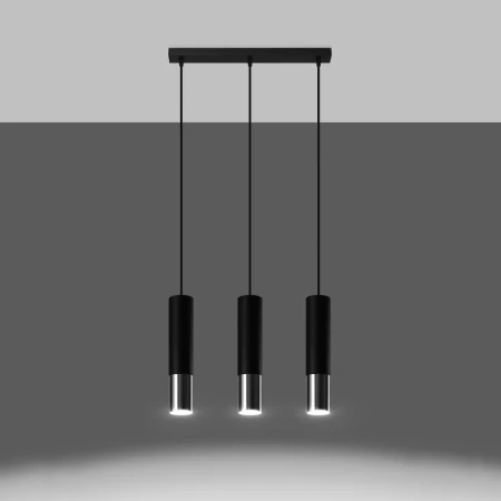 Lampa wisząca LOOPEZ 3L czarny/chrom SL.0942 - Sollux