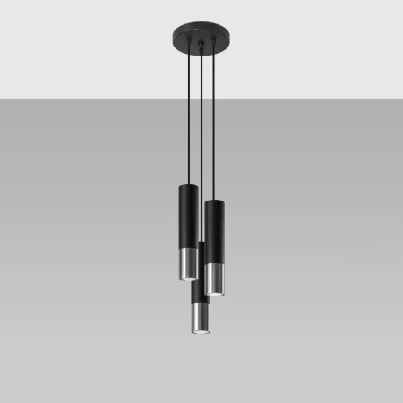 Lampa wisząca LOOPEZ 3P czarny/chrom SL.0943 - Sollux