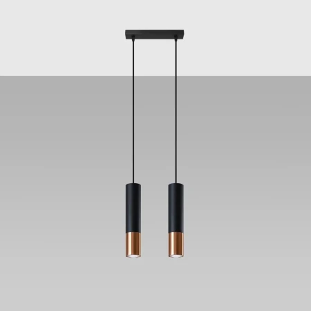 Lampa wisząca LOOPEZ 2 czarny/miedź SL.0947 - Sollux