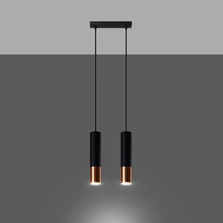 Lampa wisząca LOOPEZ 2 czarny/miedź SL.0947 - Sollux