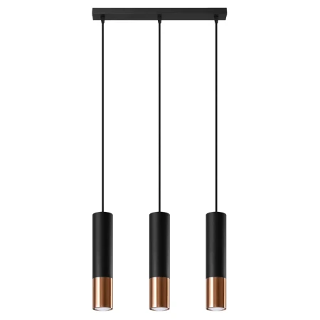 Lampa wisząca LOOPEZ 3L czarny/miedź SL.0948 - Sollux