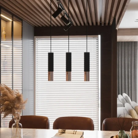 Lampa wisząca LOOPEZ 3L czarny/miedź SL.0948 - Sollux