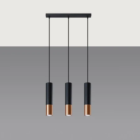 Lampa wisząca LOOPEZ 3L czarny/miedź SL.0948 - Sollux