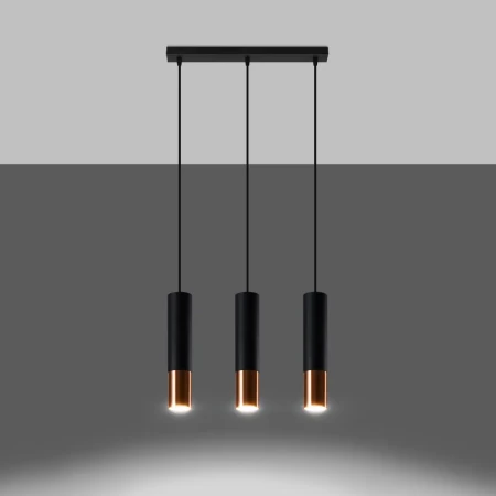 Lampa wisząca LOOPEZ 3L czarny/miedź SL.0948 - Sollux