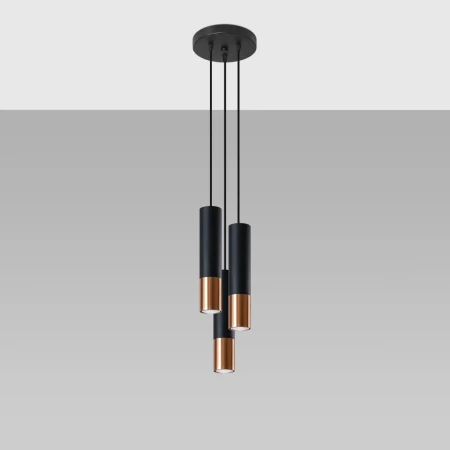 Lampa wisząca LOOPEZ 3P czarny/miedź SL.0949 - Sollux