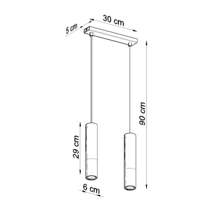 Lampa wisząca LOOPEZ 2 czarny/złoty SL.0953 - Sollux