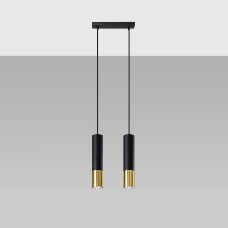 Lampa wisząca LOOPEZ 2 czarny/złoty SL.0953 - Sollux