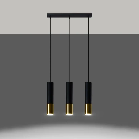 Lampa wisząca LOOPEZ 3L czarny/złoty SL.0954 - Sollux