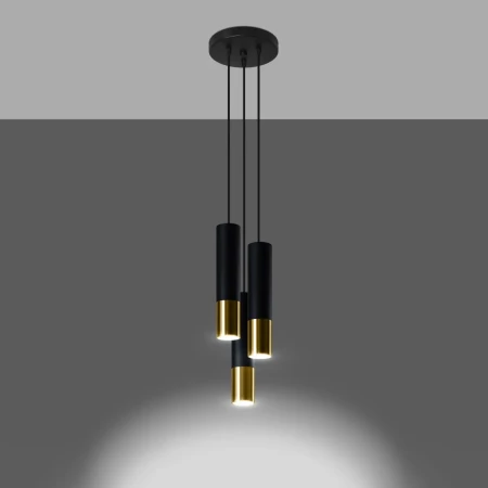 Lampa wisząca LOOPEZ 3P czarny/złoty SL.0955 - Sollux