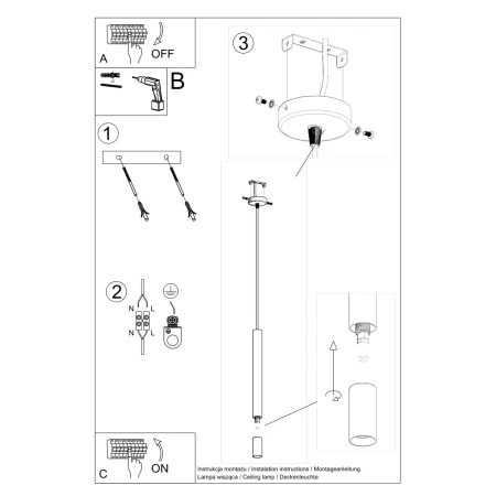 Lampa wisząca WEZYR 1 czarna SL.0960 - Sollux