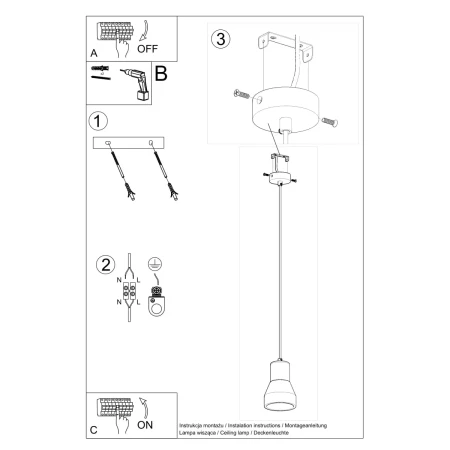 Lampa wisząca QUBIC szara SL.0964 - Sollux
