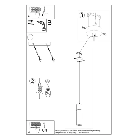 Lampa wisząca ZANE 1 szara SL.0965 - Sollux