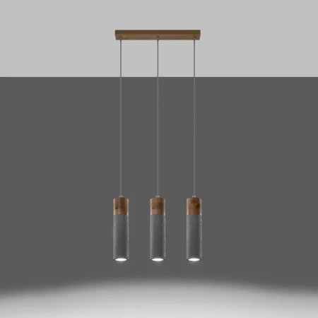Lampa wisząca ZANE 3 szara SL.0967 - Sollux