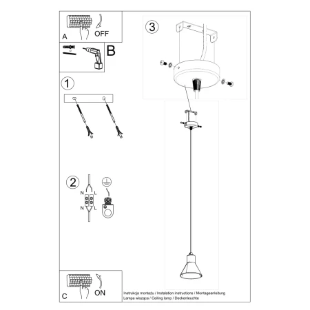 Lampa wisząca TALEJA 1 czarna [E27] SL.0985 - Sollux