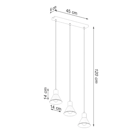 Lampa wisząca TALEJA 3 czarna [E27] SL.0986 - Sollux