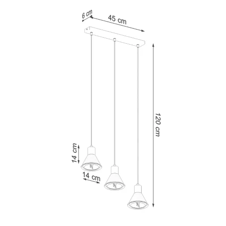 Lampa wisząca TAZILA 3 czarna [ES111] SL.0990 - Sollux