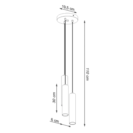 Lampa wisząca LAGOS 3P czarny SL.1079 - Sollux