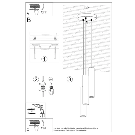 Lampa wisząca LAGOS 3P czarny SL.1079 - Sollux