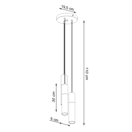 Lampa wisząca BORGIO 3P czarny SL.1081 - Sollux