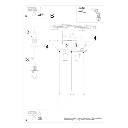Lampa wisząca RING 3 biały SL.1098 - Sollux