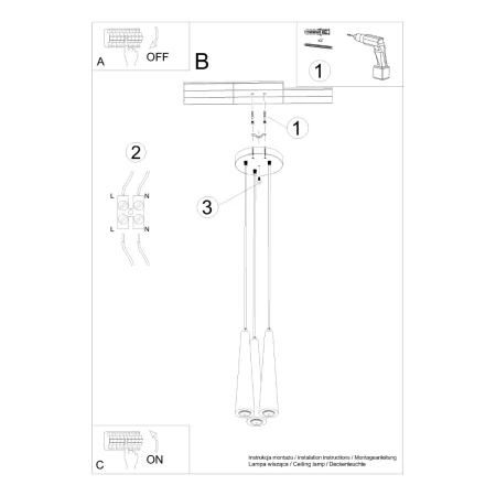 Lampa wisząca SULA 3P naturalne drewno SL.1101 - Sollux