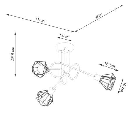Żyrandol ARTEMIS 3S czarny SL.1109 - Sollux