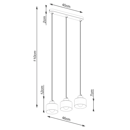 Lampa wisząca SAVAR 3 czarna SL.1133 - Sollux