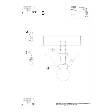 Plafon YOLI 1 czarny SL.1151 - Sollux