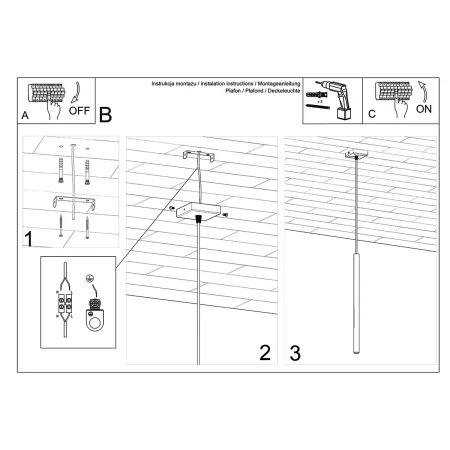 Lampa wisząca PASTELO 1 złota SL.1170 - Sollux