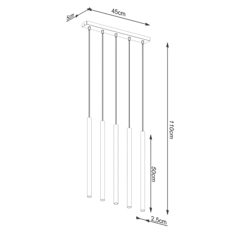 Lampa wisząca PASTELO 5L złota SL.1173 - Sollux