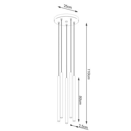 Lampa wisząca PASTELO 5P złota SL.1174 - Sollux