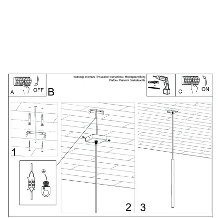 Lampa Wisząca PASTELO 1 złoty połysk SL.1195 - Sollux